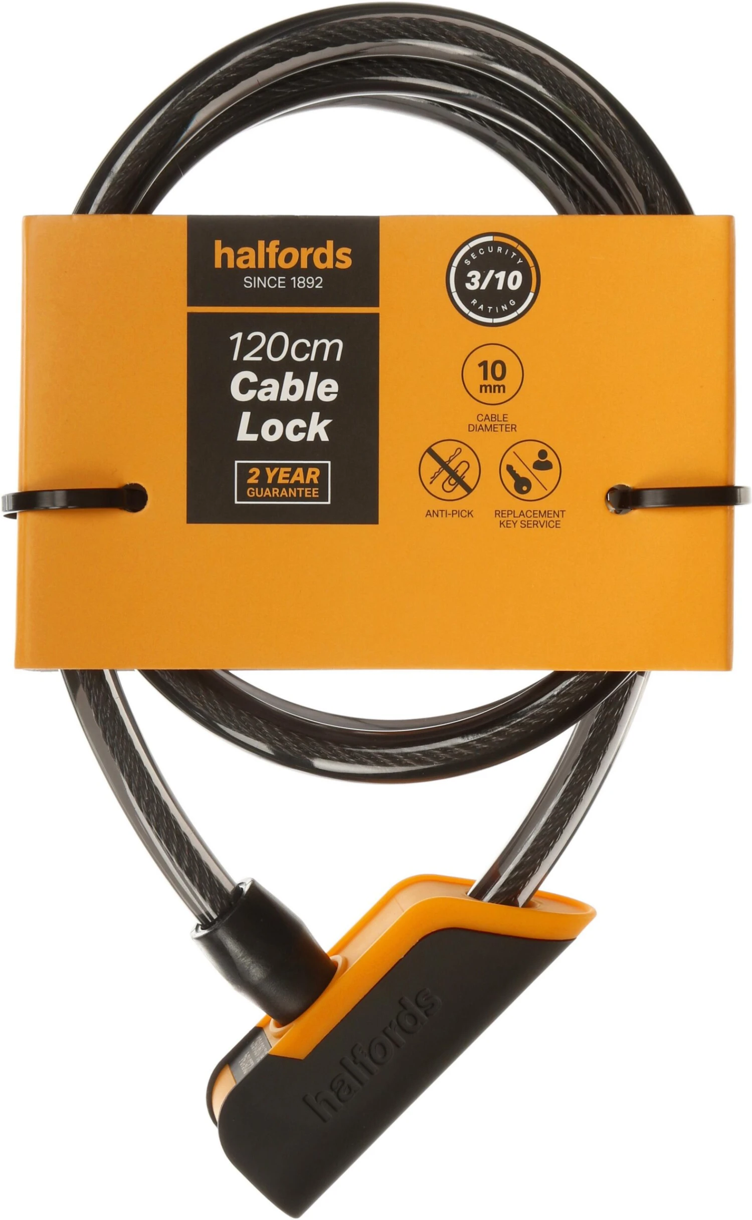 Halfords 120cm Cable Lock - Key 4 Halfords 120cm Cable Lock - Key - Image 2