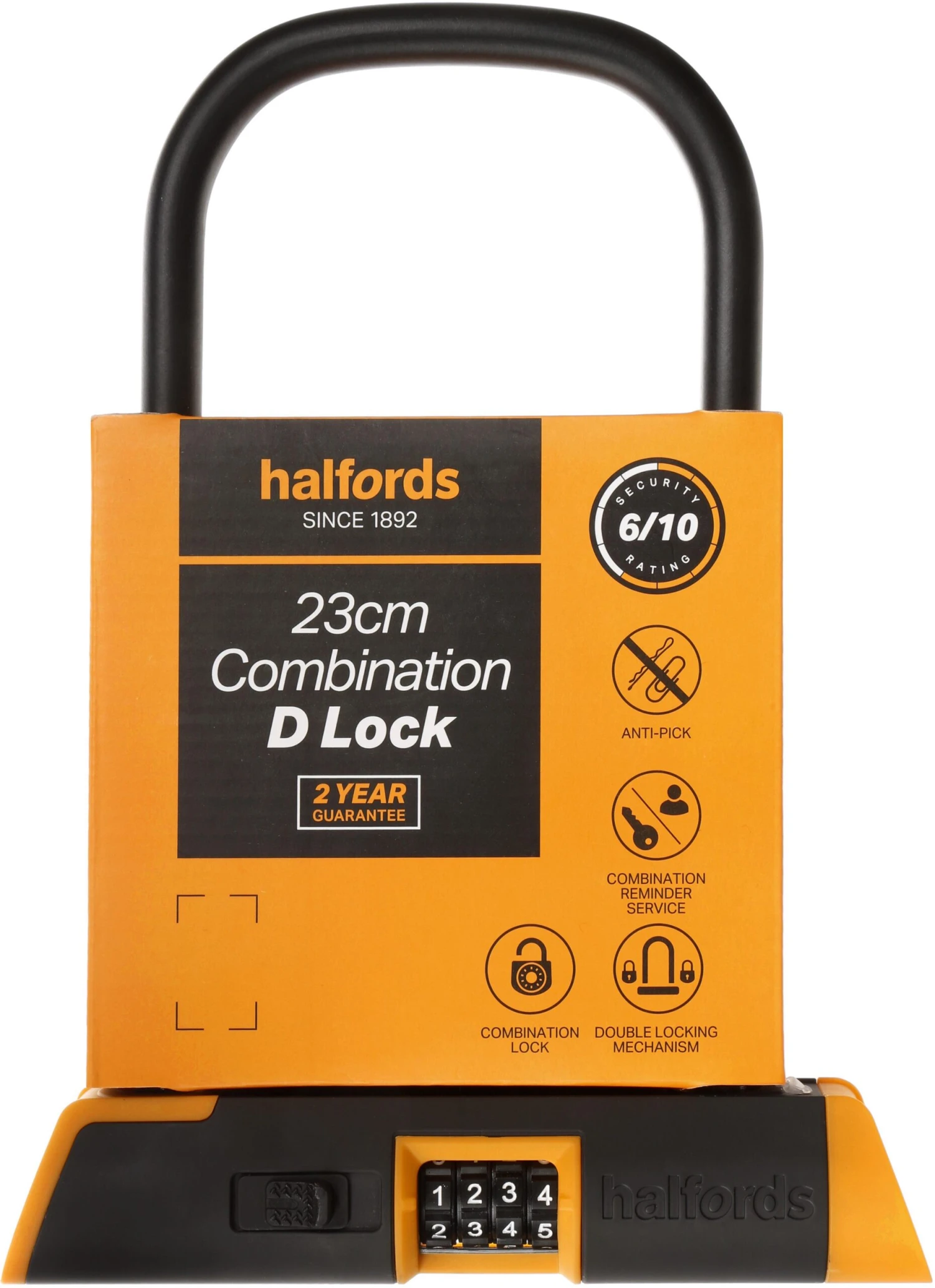 Halfords 23cm D Lock - Combination 4 Halfords 23cm D Lock - Combination - Image 2