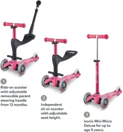 Mini Micro 3in1 Deluxe Plus Pink Kids Scooter (Minor Packaging Imperfection) -Apollo® Sale Store 238222d