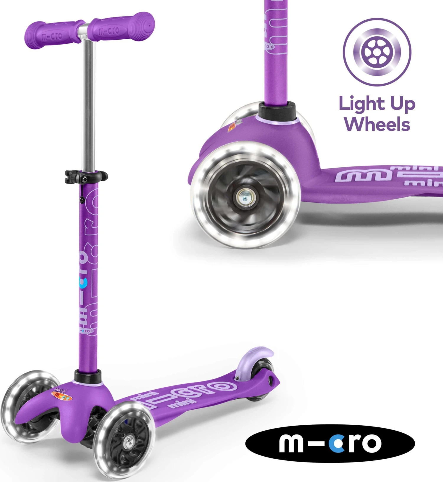 Mini Micro Deluxe LED Purple Kids Scooter 3 Mini Micro Deluxe LED Purple Kids Scooter