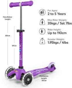 Mini Micro Deluxe LED Purple Kids Scooter 12 Mini Micro Deluxe LED Purple Kids Scooter -Apollo® Sale Store 490926b