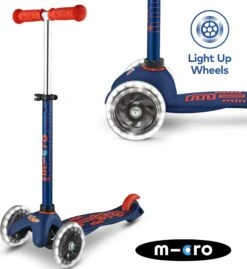Mini Micro Deluxe LED Navy Kids Scooter