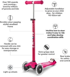 Maxi Micro Deluxe LED Pink Kids Scooter -Apollo® Sale Store 490942c