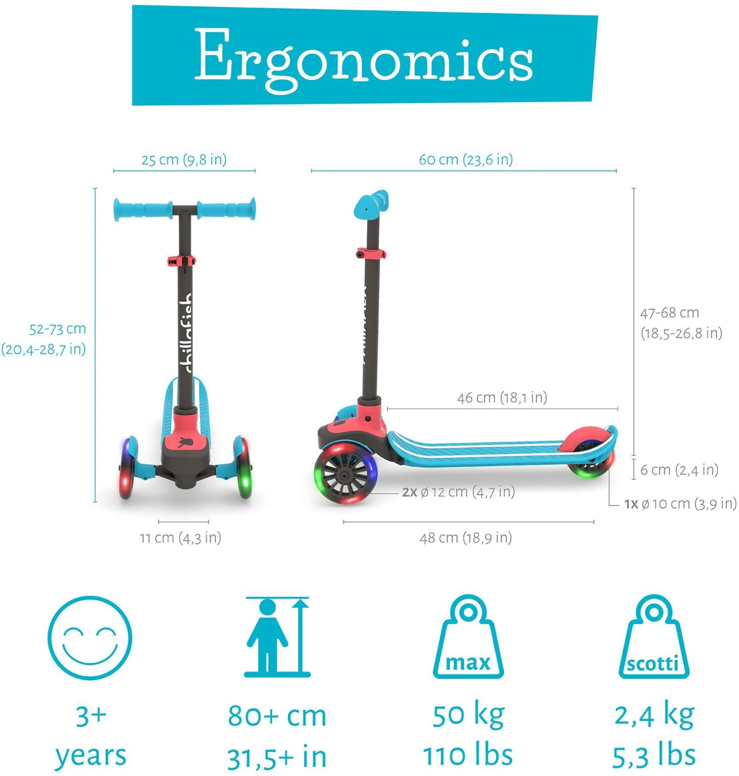 Chillafish Scotti Glow Kids Tri-Scooter - Blue 6 Chillafish Scotti Glow Kids Tri-Scooter - Blue - Image 4