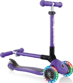 Globber Junior Foldable Lights Kids Scooter - Violet -Apollo® Sale Store 627790g