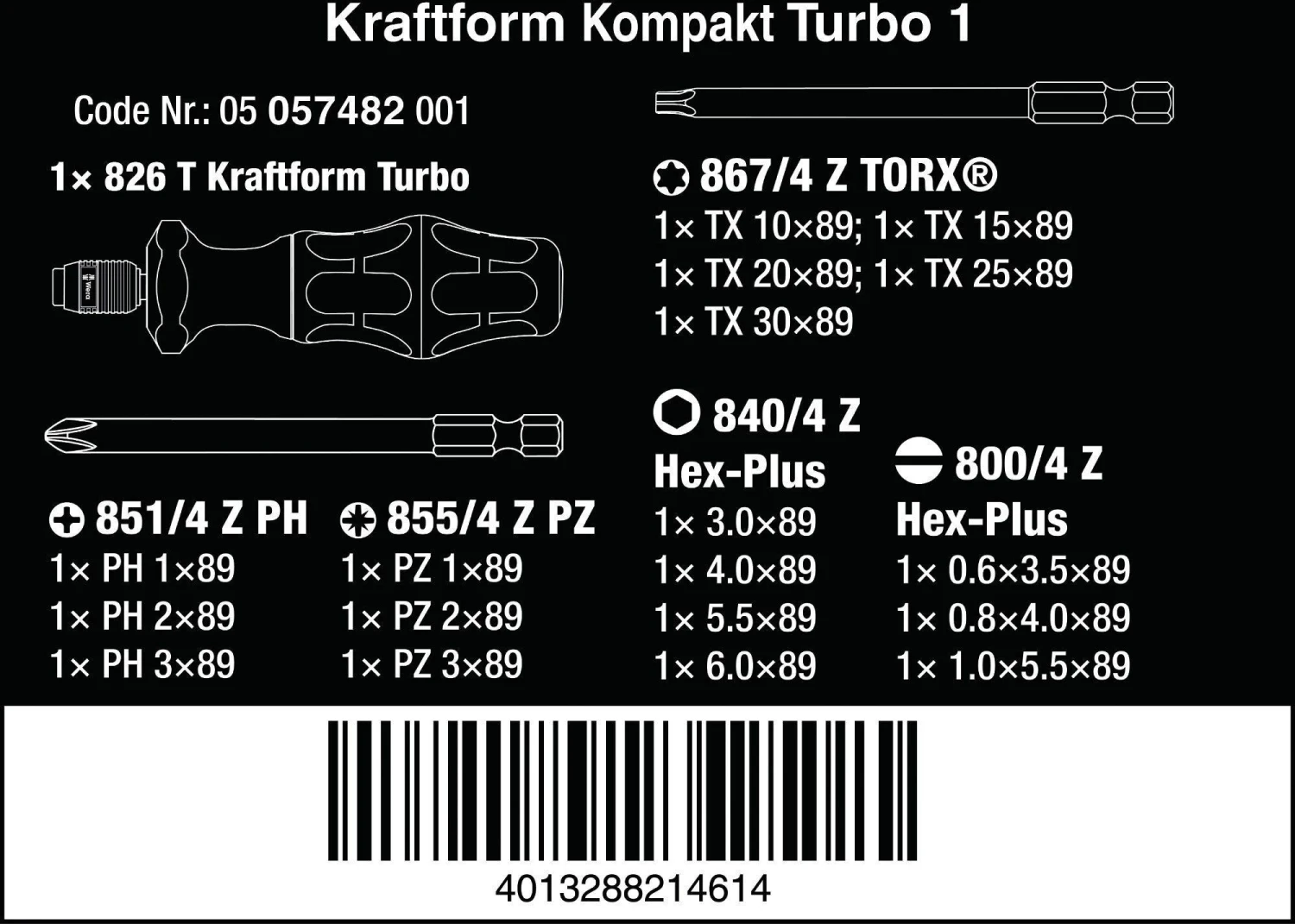 Wera Kraftform Kompakt Turbo 1 Screwdriver Set 19pcs 6 Wera Kraftform Kompakt Turbo 1 Screwdriver Set 19pcs - Image 4