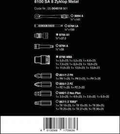 Wera 8100 SA 8 Zyklop Metal Ratchet Set With Switch Lever 1/4 Drive -Apollo® Sale Store 680654b