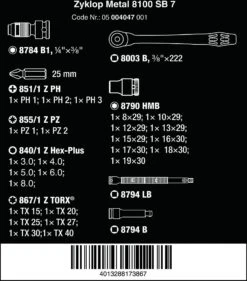 Wera 8100 SB 7 Zyklop Metal Ratchet Set With Push-Through Square 3/8 Drive -Apollo® Sale Store 680726b
