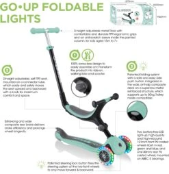 Globber Go Up Foldable Lights - Mint -Apollo® Sale Store 741030g