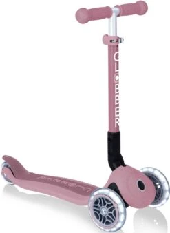 Globber Junior Foldable Lights Eco Kids Scooter - Berry